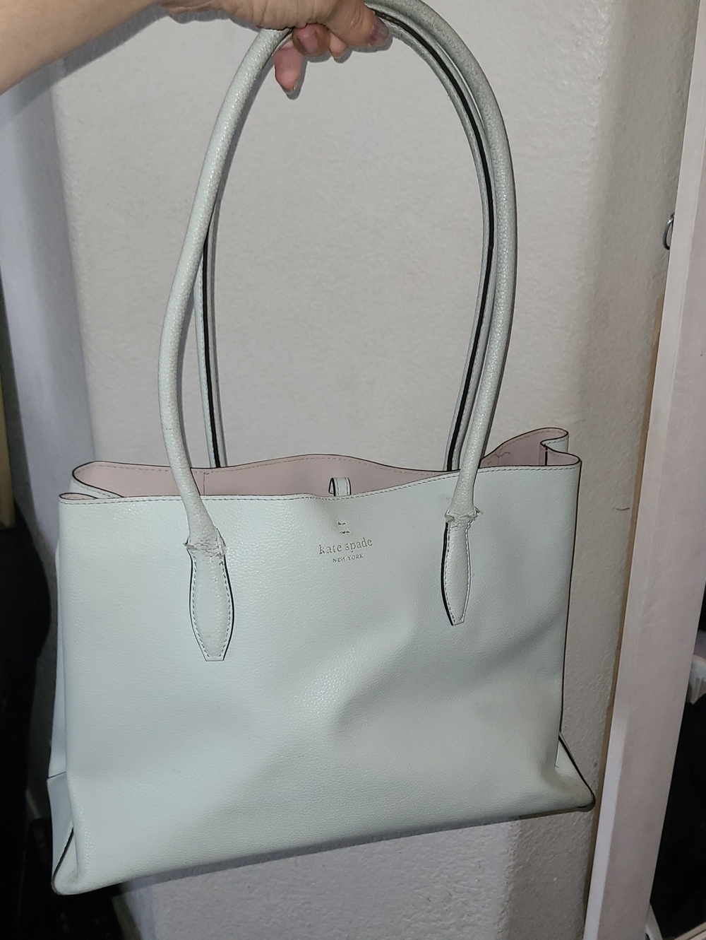 kate spade Harper Satchel Light  Leather Tote Huge Size
